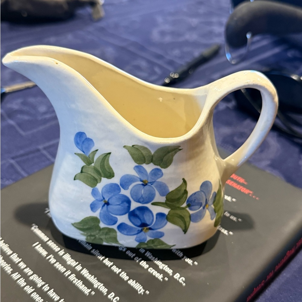 Elegant Blue Floral Ceramic Pitcher